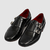 Zapato de Mujer Doble Hebilla Picado Flor Negro Alto Brillo (401554) - Mc Shoes