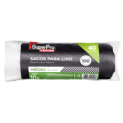 SACO DE LIXO 40 LT C/ 100 TOK LIMP - PRETO (8 MIC)- SUPER PRO 50 X 60 CM