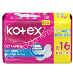 KOTEX TOALLITAS FEMENINAS x 16U.