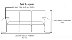 Protetor de Sofá Villari - Jacquard - 2 e 3 lugares – Folhagem Cinza - (DEP002.VIL.FOC) - Lucat home 