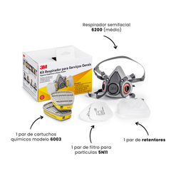 Kit Respirador 6200 e Cartuchos 6003 - comprar online