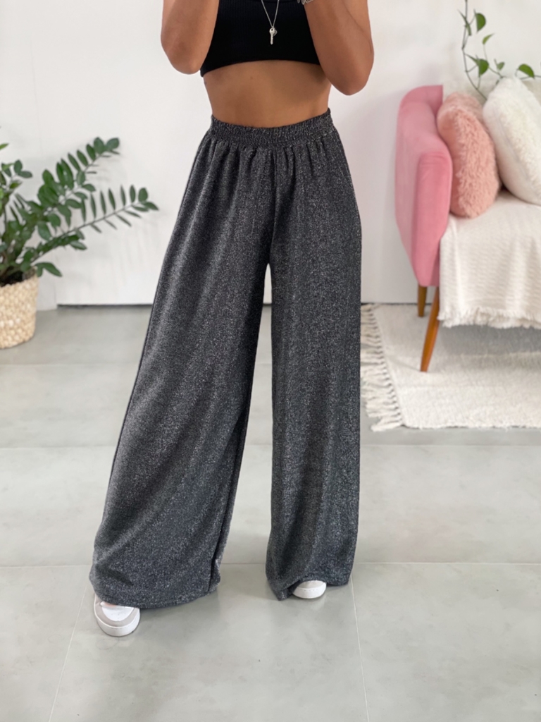 Calça pantalona lurex hot sale