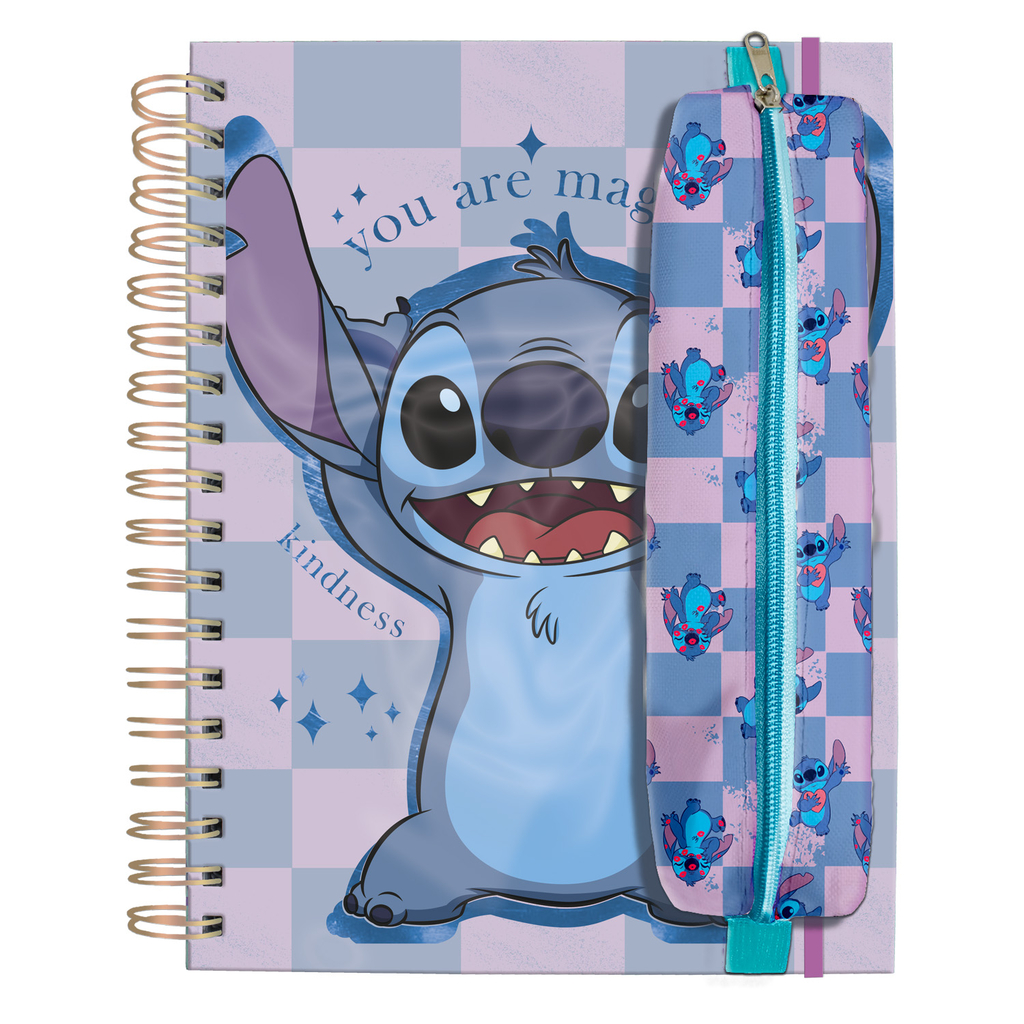 Estojo Escolar Disney Stitch Com Elástico Para Fixar em Caderno Dac