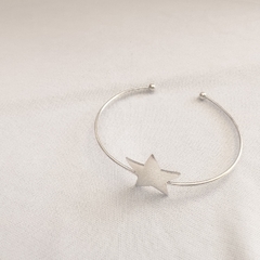 bracelete prata fino liso estrela centro / regulável - comprar online