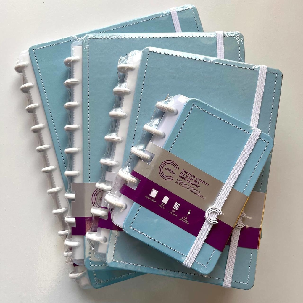 Caderno Inteligente Azul Pastel | Tamanho Inteligine, A5, Médio ou Grande