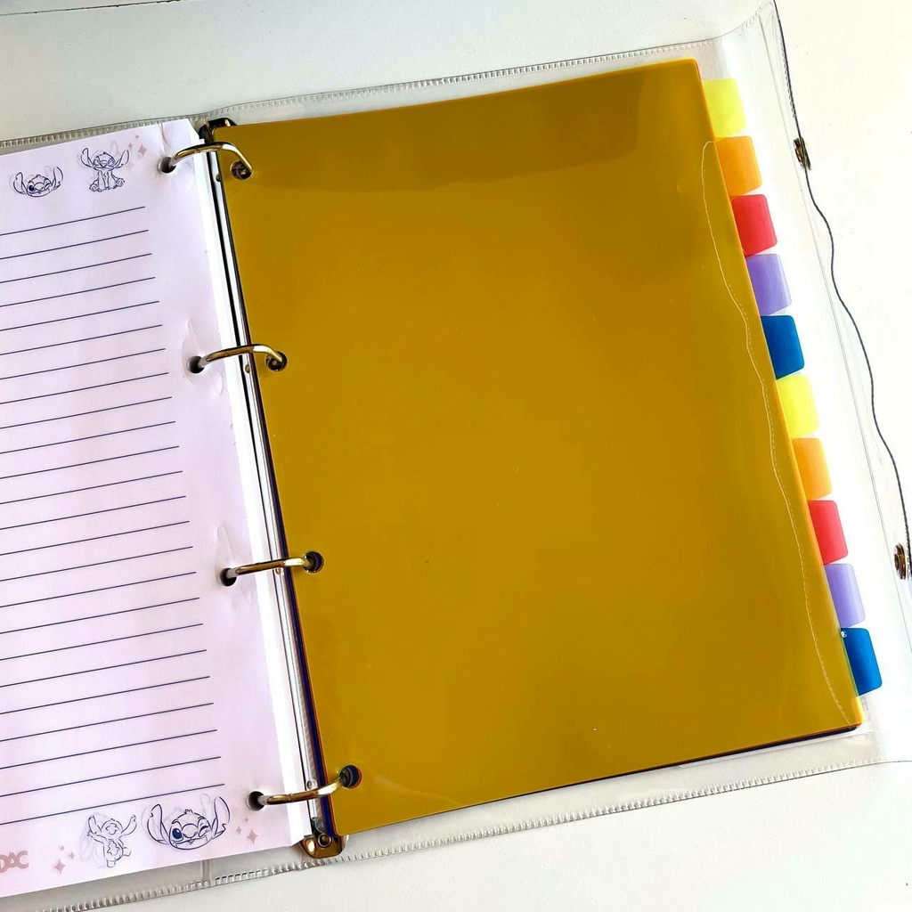 Caderno Argolado Fichário Stitch Disney Transparente DAC | Tamanho  Universitário