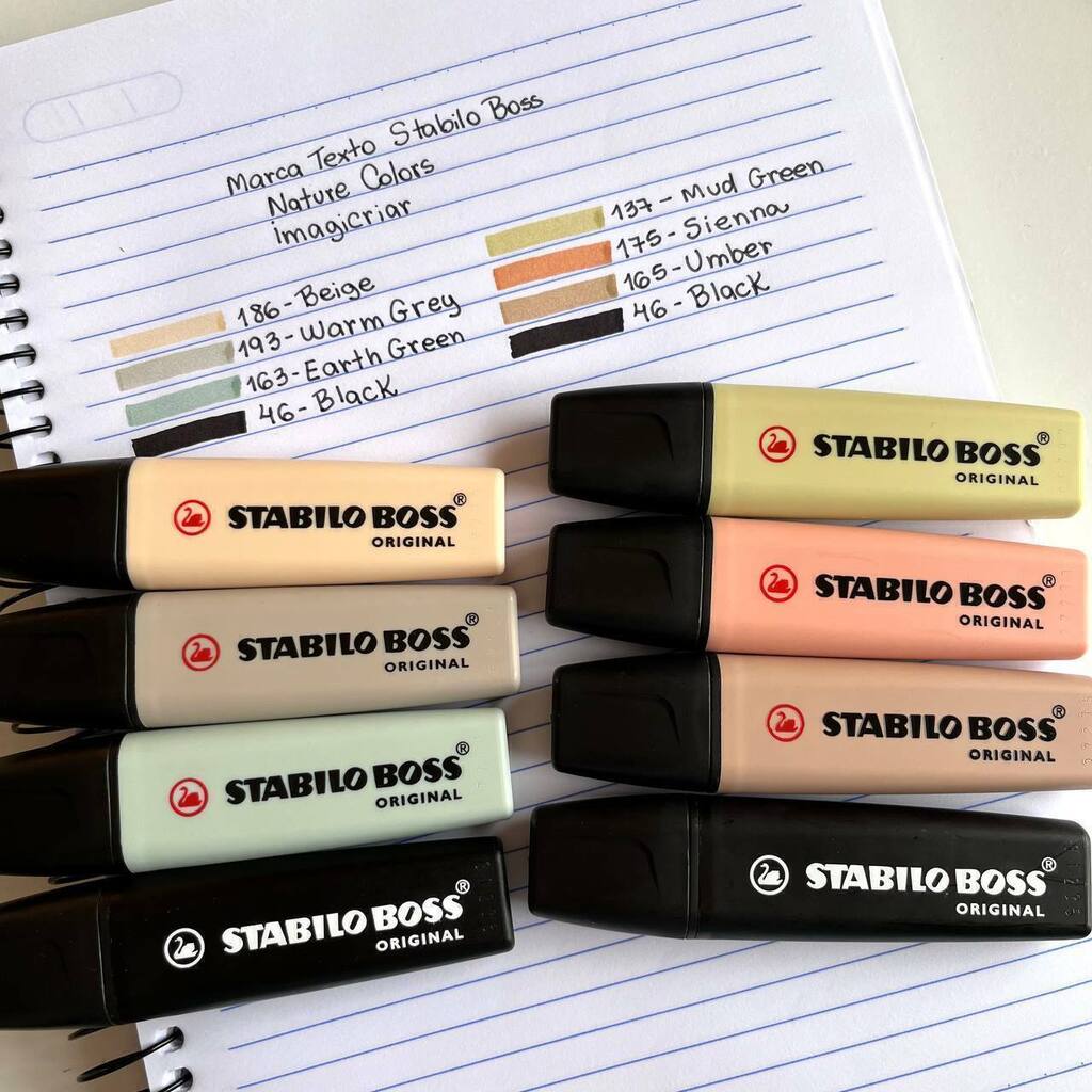  STABILO Highlighter BOSS ORIGINAL NatureCOLORS - Pack of 4 -  Beige, Warm Grey, Earth Green, Black : Office Products