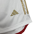 Arsenal-short-titular-temporada-2023-2024-branco-dourado-vermelho-adidas-logo-escudo-cintura-elástico-cordão-ajuste-conforto-segurança-torcedor-jogador-uniforme. 