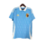 Camisa-Masculina-Bélgica-Home-Temporada-2024-2025-Patrocínio-Adidas-Tintim-Azul celeste-Gola pólo-Branco-Jacquard-Coroa-Nuca-Dourado-Logo-Escudo-Calção-Marrom-Meiões. 