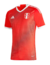 Camisa-Peru-Away-Reserva-Vermelha-Adidas-23-24-Padrão-Retículas-Faixas-Diagonais-Gola-V-Escudo FPF-Logo-Adidas-Calção-Meiões. 