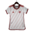 Camisa-Reserva-feminina-Internacional-Branca-Vermelha-Faixas-Diagonais-Gola-Redonda-Três Listras-Escudo-Adidas-Banrisul-Calção-Meiões. 