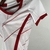 Camisa-Reserva-feminina-Internacional-Branca-Vermelha-Faixas-Diagonais-Gola-Redonda-Três Listras-Escudo-Adidas-Banrisul-Calção-Meiões. 