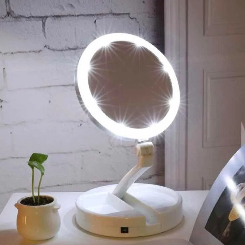 Espejo Luz Led Maquillaje Plegable Aumento Portátil Daikon BMF005