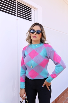 Blusa Tricot Xadrez Melina - Modamor tricot