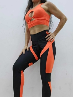 CONJUNTO MB LEGGING DE ALTA COMPRESSÃO BLACK COM ORANGE EXCLUSIVO