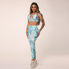 CONJUNTO TOP FLORENÇA COM LEGGING EMPINA BUMBUM GLOW OCEAN EXCLUSIVA