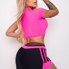 CONJUNTO SHORT PRETO COM PINK NEON - comprar online