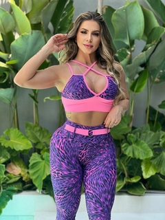 CONJUNTO ELEGANCE ONÇA ROSA COM ROXA EMPINA BUMBUM EXCLUSIVO na internet