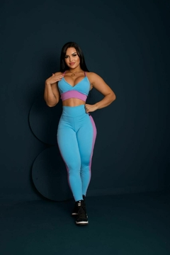 CONJUNTO VÁRIAS CORES LEGGING COM FAIXA MODELADORA E TOP COM FAIXA