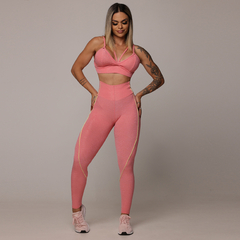 CONJUNTO TOP TORONTO COM LEGGING HOPE EMPINA BUMBUM JACQUARD NATURE PEACH