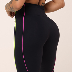 LEGGING HOPE COMUM PRETA COM AMARELO NEON E VIOLETA - loja online