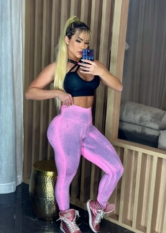 CONJUNTO LEGGING ROSA ESTONADA TOP BLACK EXCLUSIVO na internet