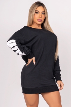 VESTIDO SWEATSHIRT MOTION PRETO