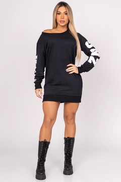 VESTIDO SWEATSHIRT MOTION PRETO en internet