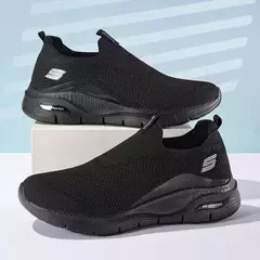 tênis ortopédico arch fit skechers go walk slip on sem cadarço estilo meia