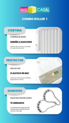 Combo Roller 1 - Cortina + Protector + Ganchos Roller - comprar online