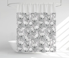 Cortina de Baño ~ Diseño Bulldog Francés - DISPONIBLE CON CABEZAL BLANCO