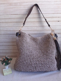 Bolsa de crochê grande nude alça e pingente ref132 - comprar online