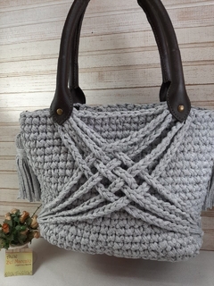 Alça para bolsa de crochê couro eco modelo de mão 45cm 1 par na internet