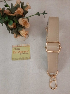 Alça para bolsa couro sintético completa 125 x 2 cm dourada promo - Ateliê Bel Marcato