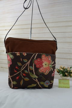 Bolsa transversal bolsa de tecido com alça de couro - comprar online