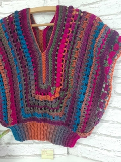 Blusa Feminina Feita A Mão Em Crochê Colorida Design Amplo na internet