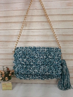 Bolsa de crochê fio náutico cluth azul mesclado Ref 120 - comprar online