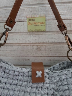 Bolsa de crochê fio de malha cinza mesclado Ref 100 - comprar online