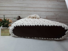 Bolsa de crochê fio de malha off white e alça preta Ref 94 - comprar online
