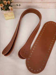 Kit para bolsa de crochê couro eco 1fundo oval+1 alça 60cm - comprar online