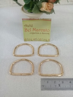 Meia argola para bolsa 3 cm dourada pacote com 4 peças