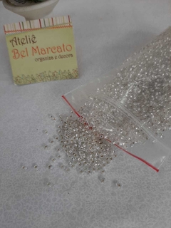 Missanga para bordar de vidro transparente com prata 2,6 mm 100 grs - comprar online