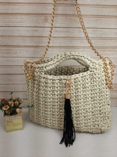 Bolsa de crochê fio náutico fundo + alça corrente Ref 109 - comprar online