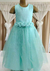 Children Dior Art 560 Vestido de tul laminado Shiny AQUA (12 al 18)