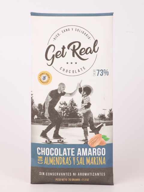 CHOCOLATE AMARGO 73% ALMENDRAS SAL 70GR GET REAL