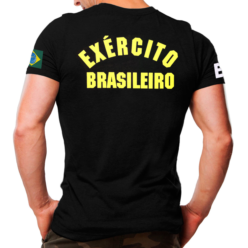 Camiseta Militar Estampada Exército Brasileiro | Preta - Atack