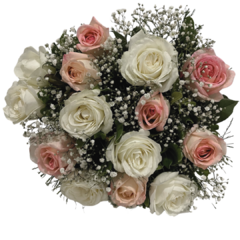 Buquê de Rosas Cor de Rosa e Brancas - comprar online