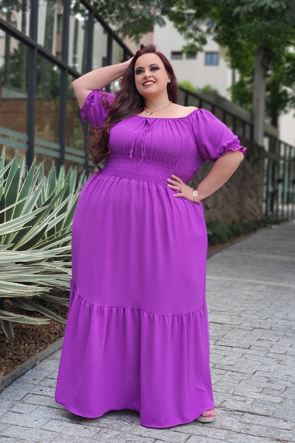 Vestido longo plus hotsell size moda evangelica