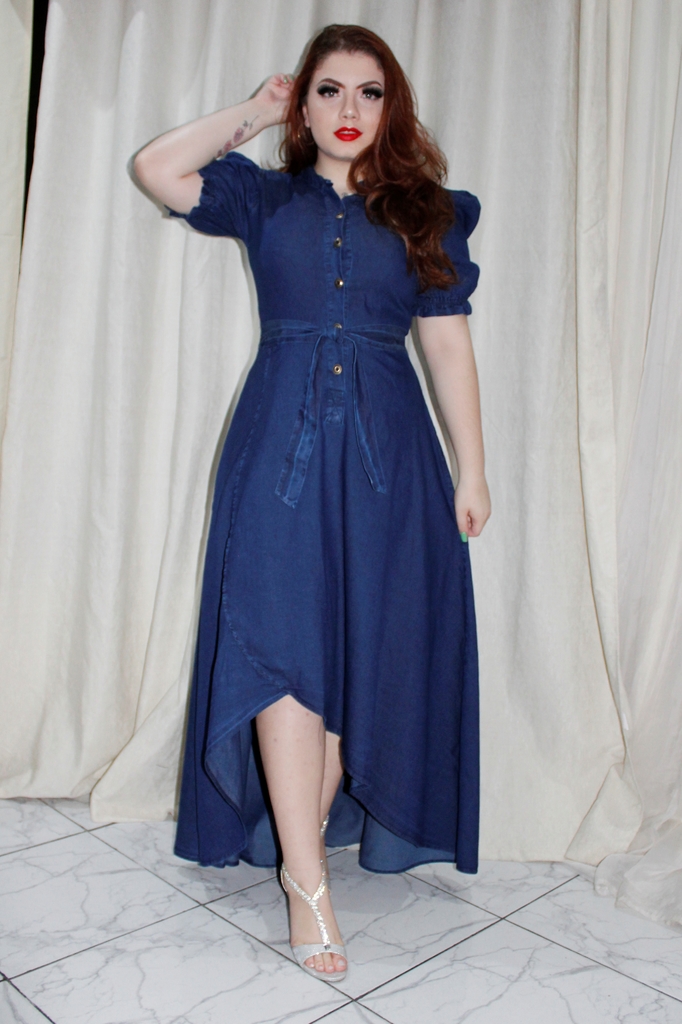 Vestido Moda Evang lico Jeans Leve Feminino Longo Am lia