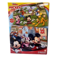 Puzzle Mickey Mouse x2 rompecabezas 12 y 18pz